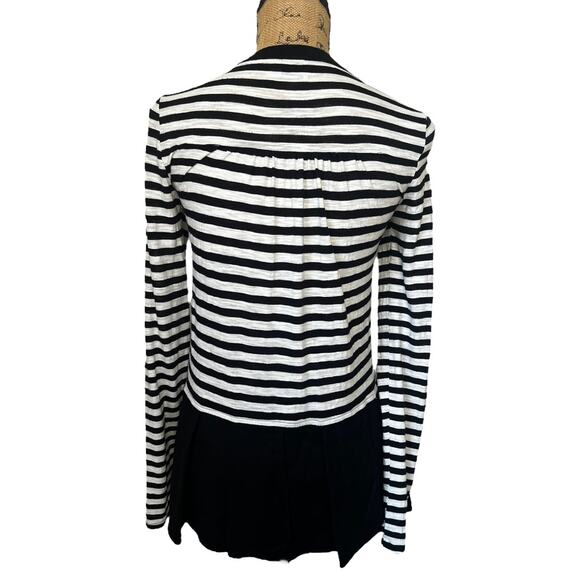 Anthro Postage Stamp Striped Mixed Fabric Tunic Top XS - Picture 2 of 6